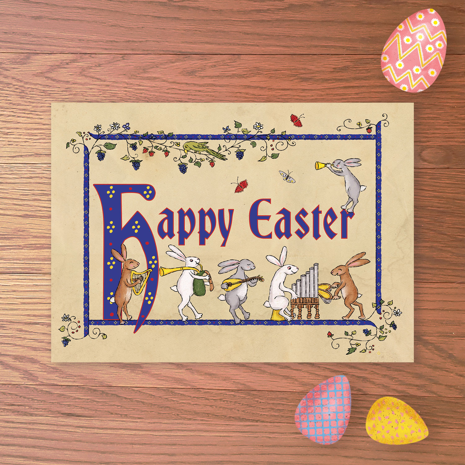 Medieval animals Easter card