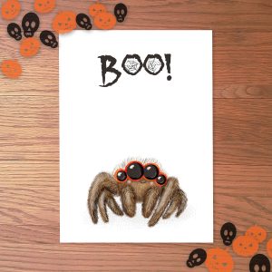 Cute spooky spider Halloween card