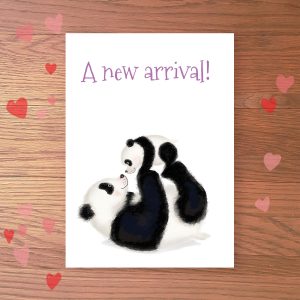 Cute panda and cub new baby card