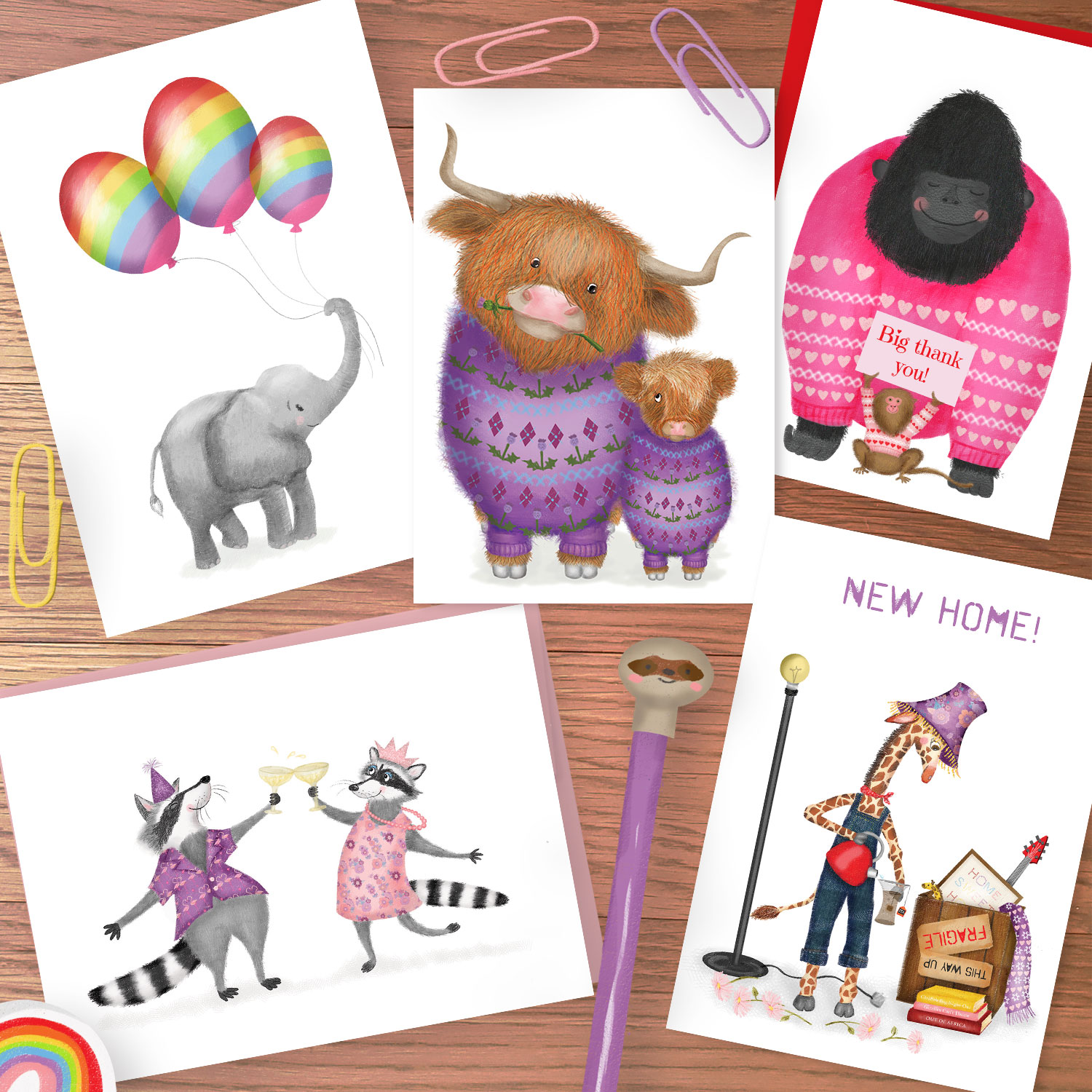 Cute animal cards from LeopardyNonsense.