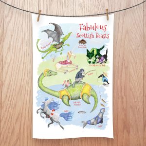 Fabulous Scottish beasts tea towel