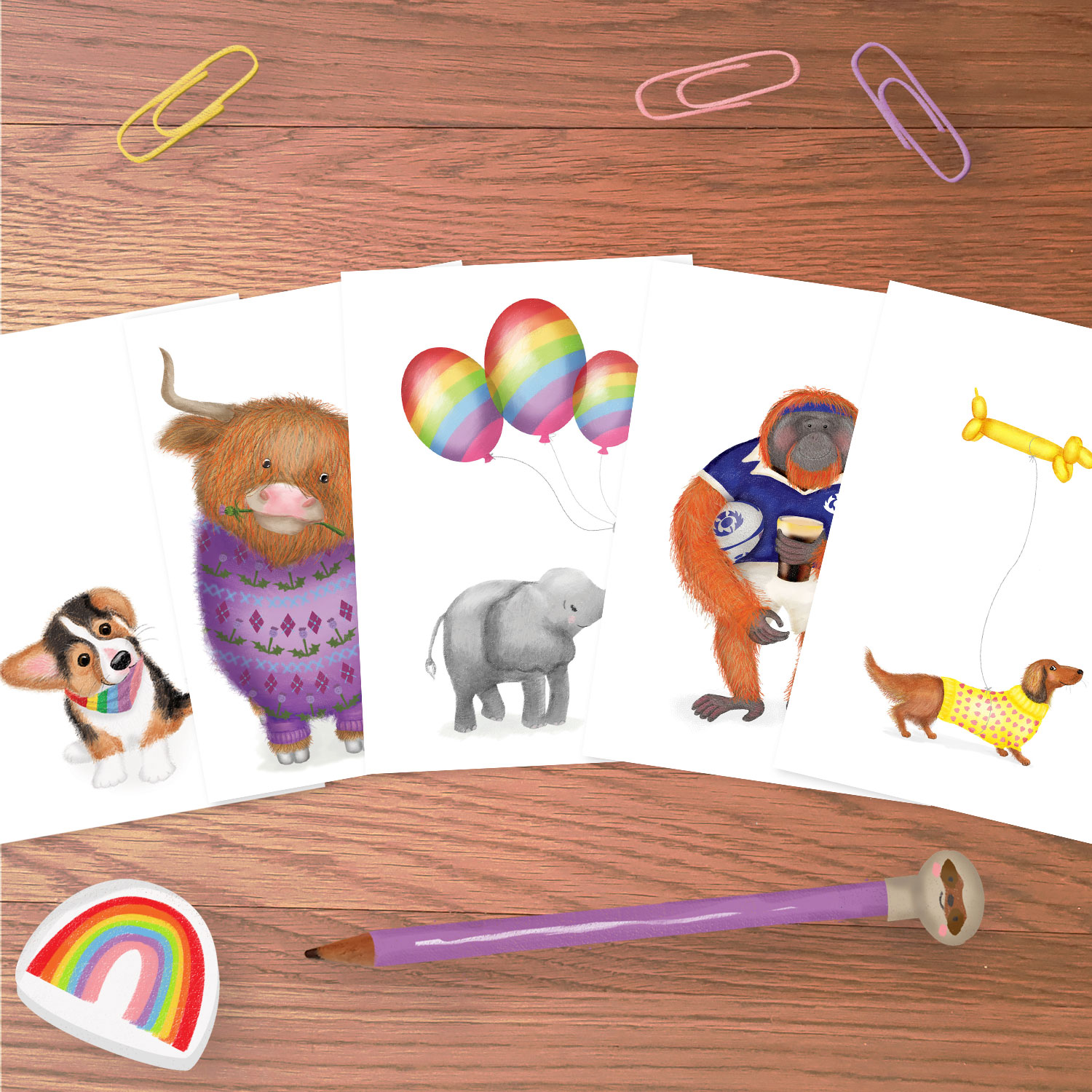 Fun colourful animal cards.