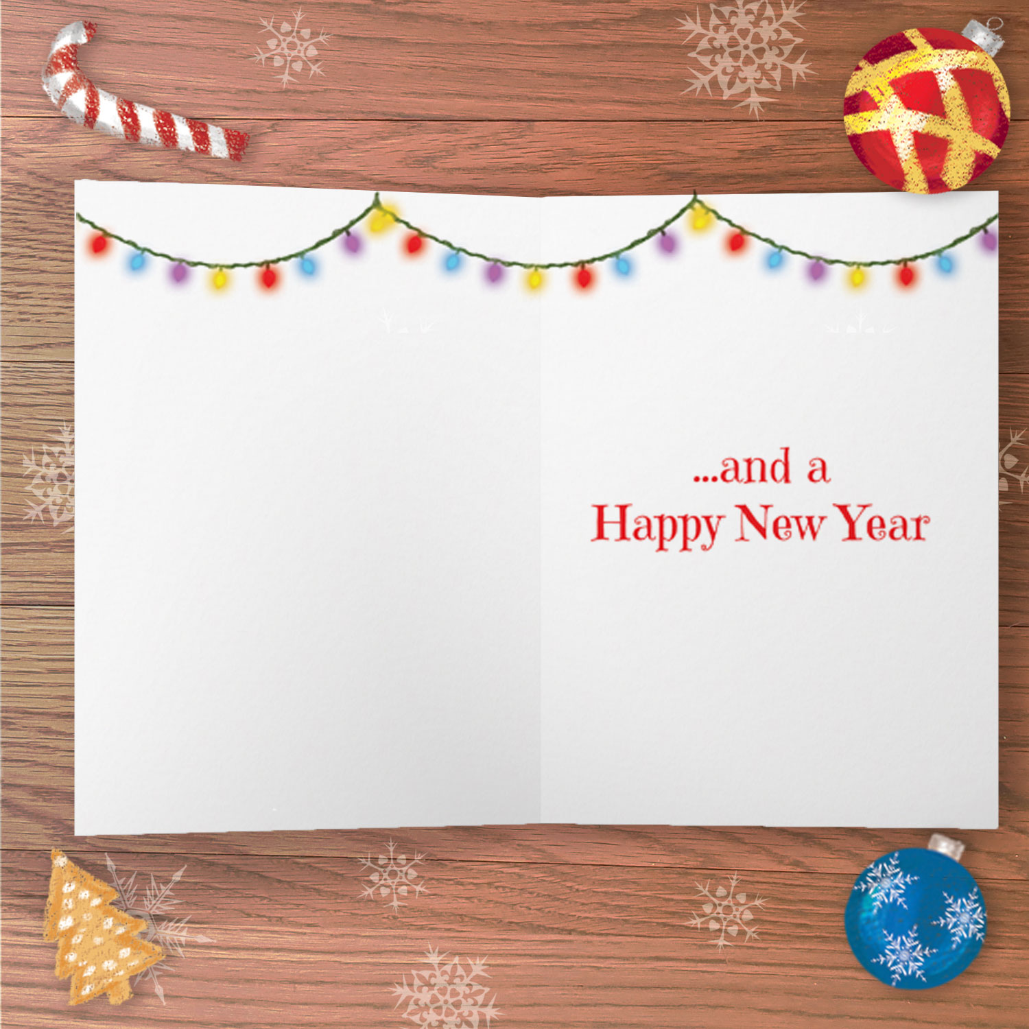 Inside of a greetings card with the ...and a Happy New Year.